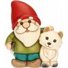 THUN, Gnomo Oliver con Volpe Bianca Perla in Ceramica di Alta Qualità, Collezione Inverno Incantato, Statuine da Collezione, Idea Regalo per Natale, 14,1 x 9,3 x 15,8 cm