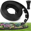 Ediesi, Bordura per giardino 10 m flessibile, bordo aiuole plastica resistente 5 mm, bordatura giardino per prato vialetti, installazione facile con 30 picchetti (Nero, 10 metri)