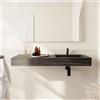 Parama Lavabo sospeso con vasca a destra in hpl 100cm effetto marmo scuro | Baikal