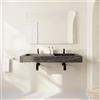 Parama Lavabo sospeso doppia vasca in hpl 120cm effetto marmo scuro | Baikal