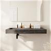 Parama Lavabo sospeso con vasca a sinistra in hpl 100cm effetto marmo scuro | Baikal