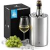 Beyond Refrigeratore per Bottiglie Vino in Acciaio Inox per Champagne, Secchiello per Spumante a Doppia Parete, Refrigeratore per Bevande, Set Regalo Uomo Donna, Accessorio Vino - Argento