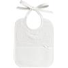 Filet - Bavaglino in Spugna Bianca, Realizzato Interamente a Mano con Tasca in Tela Aida da Ricamare, Ideale per le Neonate e Prima Infanzia, 100% Made in Italy, Color Bianco, Misure 18x21 cm