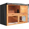 TOP-MAX Copertura per gabbia di conigli, resistente 210D, in tessuto Oxford, termica a doppio strato, per capanna, nero,122x50x105cm