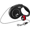 FLEXI Croci Flexi New Classic Cord - Guinzaglio per cani allungabile, taglia XS fino a 8 kg, lunghezza 3 Metri, Nero