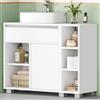 HEXCELEN Mobile Sottolavabo per Bagno, Mobiletto da Bagno, 1 Cassetto, 2 Ante, 3 Ripiani Aperti, Scomparto Regolabile, Gambe da Bagni Incluse, Moderno, Bianco, 30 x 80 x 63 cm