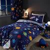 Catherine Lansfield Lost In Space - Set copripiumino singolo reversibile con federa, colore: blu