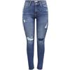 ONLY ONLBLUSH Mid SK Ank Raw Jeans REA8097, Medium Blue Denim, S/34 da Donna