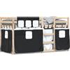 vidaXL Letto a castello con tende bianco e nero 80x200 cm in legno di pino