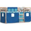 vidaXL Letto a castello con tende blu 80x200 cm in legno di pino massiccio