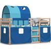 vidaXL Letto a castello con tende blu 80x200 cm in legno di pino massiccio