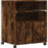 vidaXL Supporto per stampante con rotelle rovere fumé 60x48x74 cm