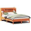 vidaXL Letto in legno massiccio con ripiano senza materasso Wax brown 150x200 cm