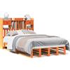 vidaXL Letto in legno massiccio con ripiano senza materasso Wax brown 135x190 cm
