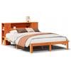vidaXL Letto in legno massiccio con ripiano senza materasso Wax brown 135x190 cm