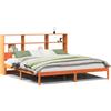 vidaXL Letto in legno massiccio con ripiano senza materasso Wax brown 200x200 cm
