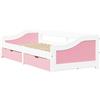 vidaXL Lettino da giorno con 2 cassetti senza materasso Bianco Rosa 90x200cm