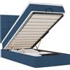 vidaXL Ottomana con materasso e LED Tessuto blu 90x190 cm