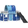 vidaXL Letto a castello per bambini, con tende, bianco e blu, dimensioni 100 x 190 cm