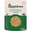Applaws Buste in Brodo per Gatti Adulti Cibo Umido Complementare 70g - 12x70 gr - In Brodo - Pollo e Asparagi