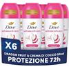 Dove Deodorante Roll On Advanced Care Dragon Fruit & Coconut Cream, Deodorante 72 Ore Protezione Sudore e Odori, Formula Idratante e Delicata, Ripara la Pelle dopo la Rasatura, 6 Pezzi da 50 ml