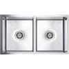 LKJVFCPW Lavello da cucina in acciaio inox, 76 x 44 cm, con due vasche, realizzato a mano, superficie spazzolata, fonoassorbente, resistente alla corrosione, scarico rapido