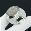 Dorato Pirite Drusa Ciondolo 925 Argento Sterling Artigianale Luna Forma Jewelry