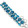 "Fatto a mano" Bracciale in argento sterling 925 con pietra preziosa topazio blu e quarzo ru...