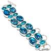 "Fatto a mano" Bracciale in argento sterling 925 con pietra preziosa topazio blu e quarzo ru...