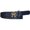 Tommy Hilfiger Donna Cintura TH Logo 2.5 Cintura in Pelle, Blu (Space Blue), 100 cm