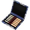 Tbest Oboe Reed Case, Protect Against Moisture Wooden + Copertura in tessuto di seta Reed Case Storage Box per 6pcs Oboe Reeds Maple in legno - Blu, Verde, Rosso, Giallo, Marrone(blu)