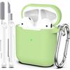 MHYALUDO Custodia per Airpods 1a/2a generazione (2016/2019),Custodia protettiva in morbido silicone per Airpods 1a/2a con LED visibile sulla parte anteriore,con kit di pulizia,Avocado