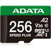 ADATA Scheda di memoria Speed Plus MicroSDXC UHS-I U3 Classe 10 256 GB con adattatore, nero e verde
