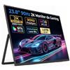 HONGO Monitor portatile IPS da 23,8 pollici, 2,5 K, USB-C e HDMI, con supporto per laptop, console, smartphone e tablet