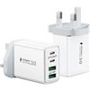 Sasanop Confezione da 2 prese USB C UK, 40 W Multi USB Plug Fast Charger Dual USBC Power Adapter+QC Multiport Wall Charger Plug Doppia Tipo C Testa di ricarica per iPhone 17 16 15 14 13 12 11 Pro Max Plus