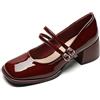 CAFETU Mary Janes da Donna con Tacco Basso E Grosso, Comode Scarpe Eleganti, Punta Quadrata, Scarpe Décolleté Chiuse