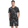 RPLIFE Pigiama estivo da uomo a maniche corte, con scollo a V, 2 pezzi, con tasche, taglia L