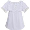 YOSUWOAI Lolita - Camicia da donna in stile vittoriano, vintage, a maniche lunghe, con volant, stile medievale, con bolle, con bottoni, per il tempo libero, O bianco., L
