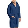 NARCISO - Accappatoio Uomo Donna Microfibra Economico con Tasche Cappuccio e Cintura, Ideale per Casa, Viaggio, Palestra, Tessuto Morbido e Comodo, Taglie dalla S alla XXL (L, Navy Blue)