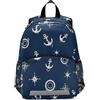 RPLIFE Zaino con ancora bianche blu navy per bambine e ragazzi, mini zaino da viaggio per bambini