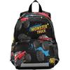 RPLIFE Zaino per bambini con guinzaglio, motivo: Monster Trucks Black Kids School Zaini piccolo viaggio Book Bag