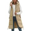 Tuopuda Gilet Donna Lungo, Smanicato Piumino Invernale con Cappuccio, Cappotto Senza Maniche Termico Giubbotto Imbottito Giacca Trapuntato con Cerniera e Tasche