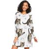 RPLIFE Camicia da notte da donna a maniche lunghe, con gattini, camicia da notte da salotto per l'autunno, Gattini carini, M