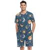 RPLIFE Pigiama corto da uomo, con scollo a V, 2 pezzi, biancheria da notte con tasche, estiva, S-XXL