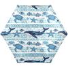 RPLIFE Ombrello blu con balene tribali, leggero e resistente, per protezione solare, da donna, da viaggio, per il sole