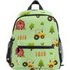 RPLIFE Zaino con targhetta per nome, motivo: trattori gialli, 3-8 anni, colore: verde, Carino Cartone Animato Giallo Trattori Verde, Small, Zaini Carino