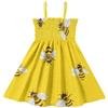 RPLIFE Vestito estivo da bambina, con motivo api gialle e cinturino a nido d'ape, vestito da bambina per feste casual in spiaggia