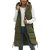 Tuopuda Gilet Donna Lungo, Smanicato Piumino Invernale con Cappuccio, Cappotto Senza Maniche Termico Giubbotto Imbottito Giacca Trapuntato con Cerniera e Tasche