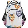 RPLIFE Zaino da 15 pollici per bambini, zaino scuola elementare per ragazze, gatti colorati tie dye