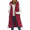 Tuopuda Gilet Donna Lungo, Smanicato Piumino Invernale con Cappuccio, Cappotto Senza Maniche Termico Giubbotto Imbottito Giacca Trapuntato con Cerniera e Tasche